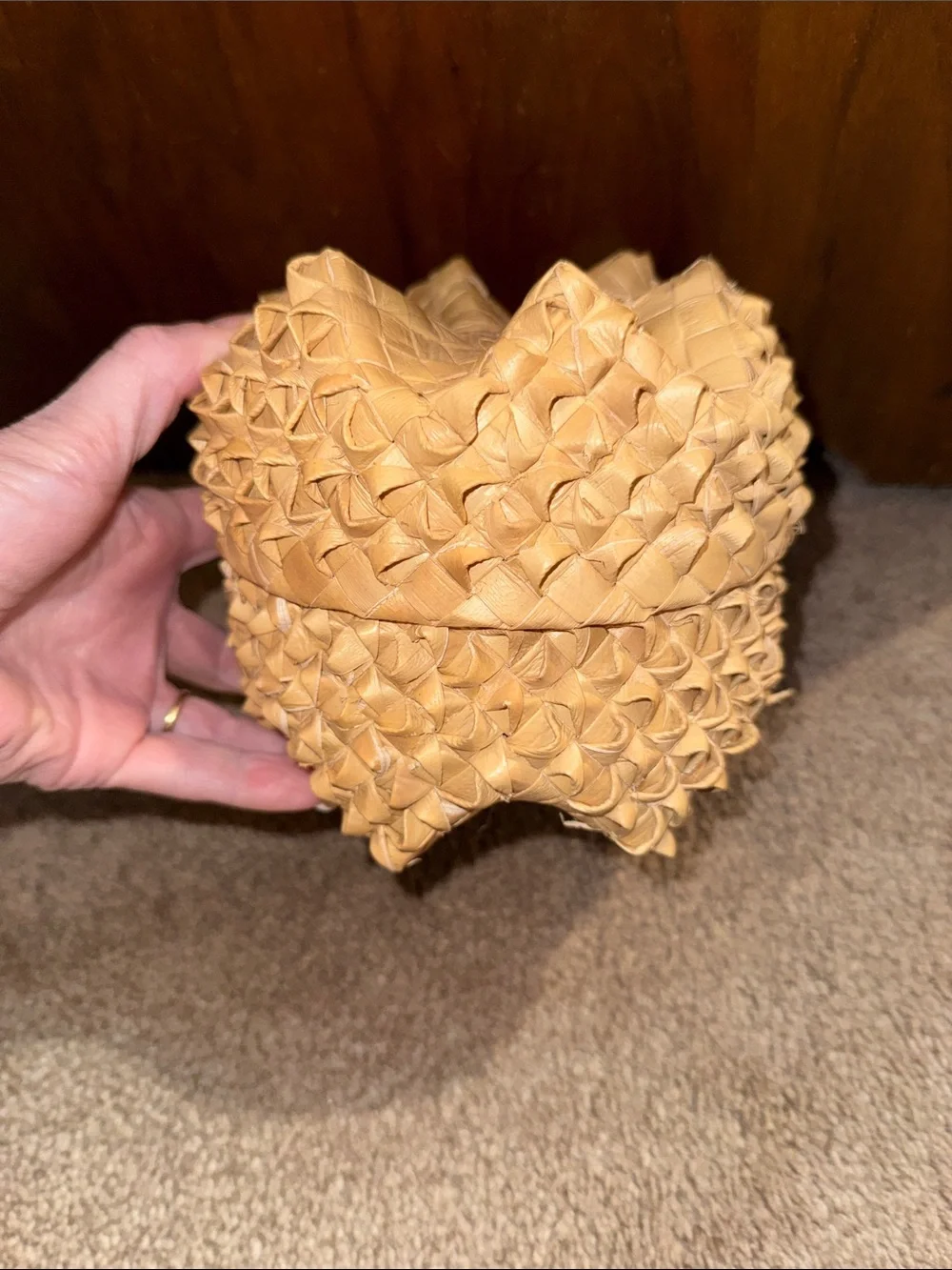 Hawaiian six point star Basket Natural Tan Decorative Basket